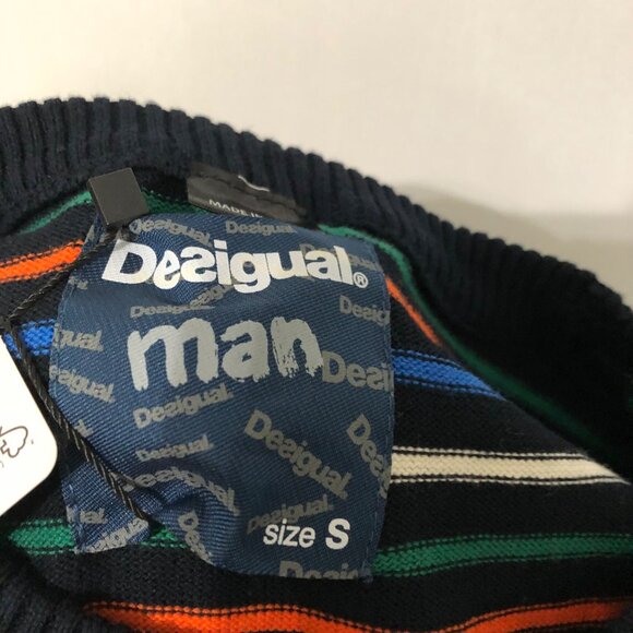Desigual Men’s Black Striped Long Sleeve Sweater Size Small Slim Fit NWT - Picture 5 of 10